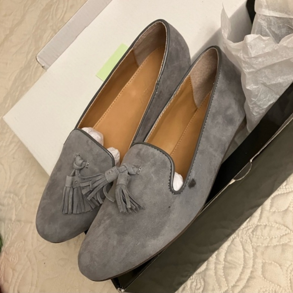 J. Crew factory Cora suede tassel loafers - NEW with Box & small black mark